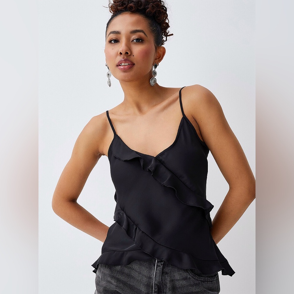 Melrose and Market Black Ruffle Camisole